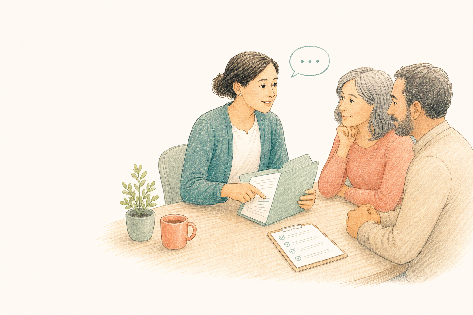 A Timeliss coordinator helping a family understand their next step