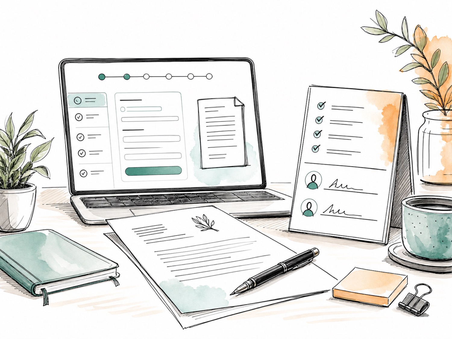 Online will builder with draft document and signing checklist
