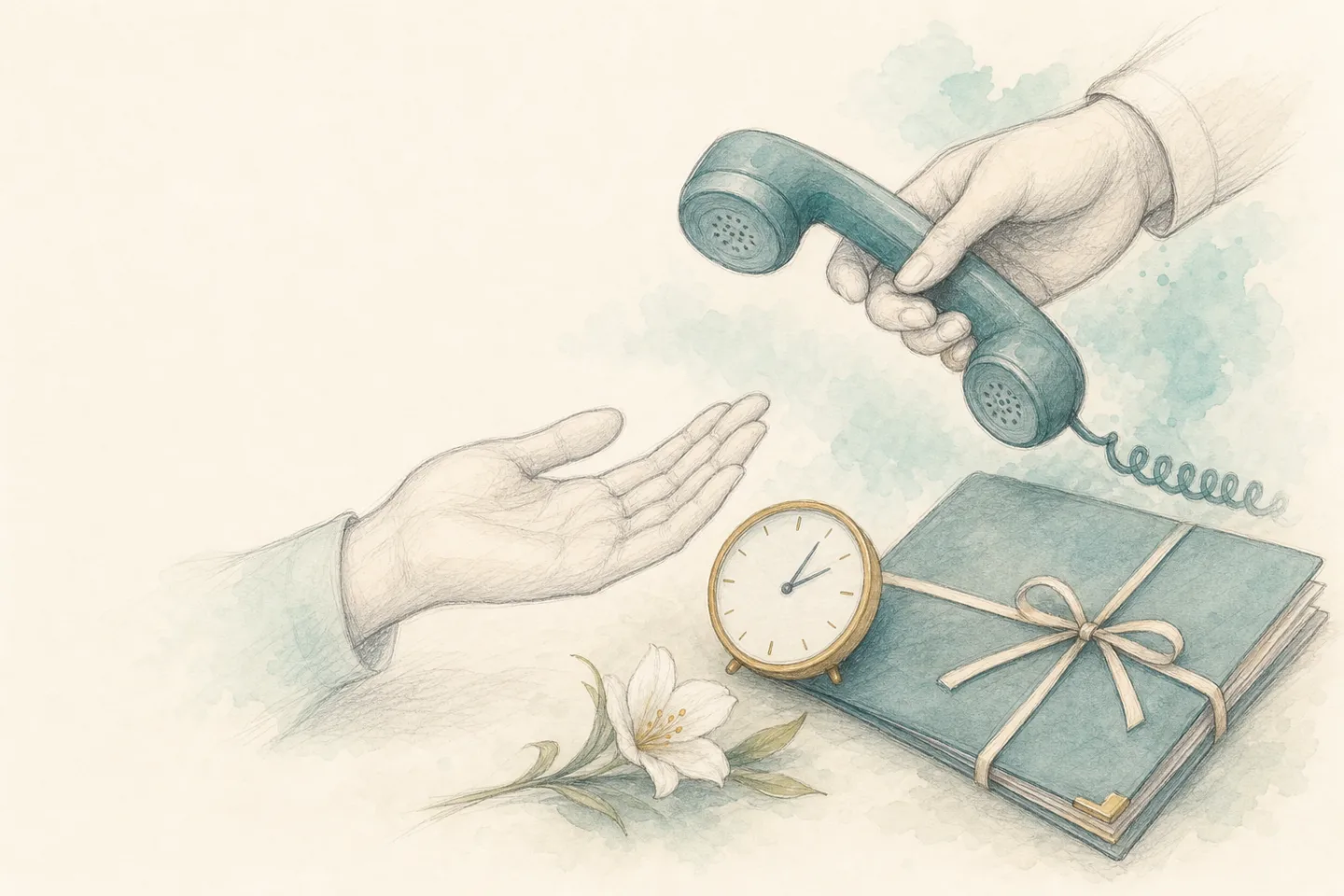 Hand-drawn illustration for Arrange a Funeral