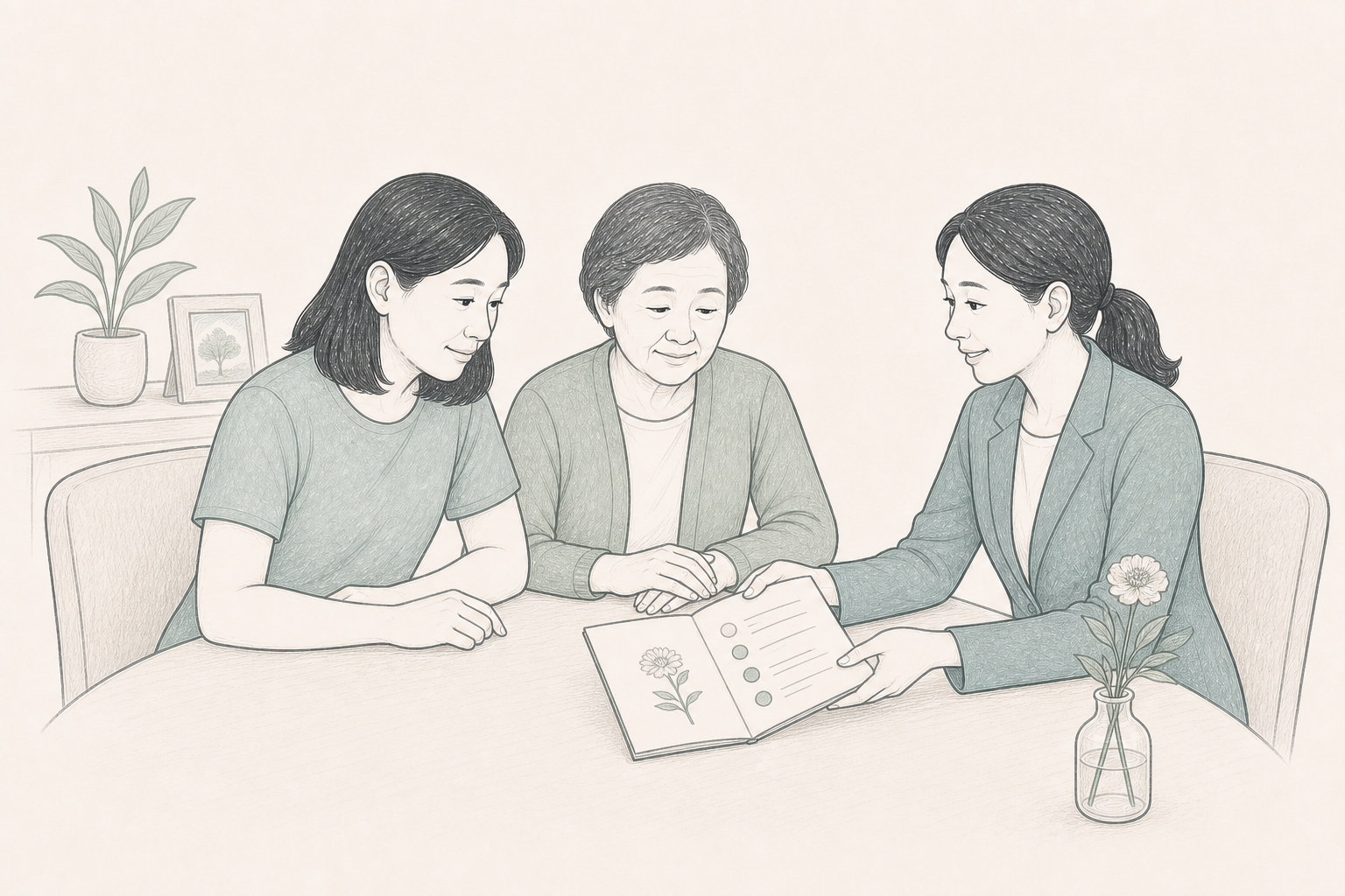 A Timeliss specialist guiding a family through Arrange a Funeral